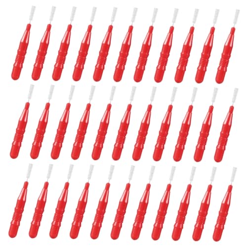 LOLIPPYY 50 Piezas cepillo interdental ceillos interdentales rojos pinceles interdentales se rompen herramientas Mini pinceles de dientes