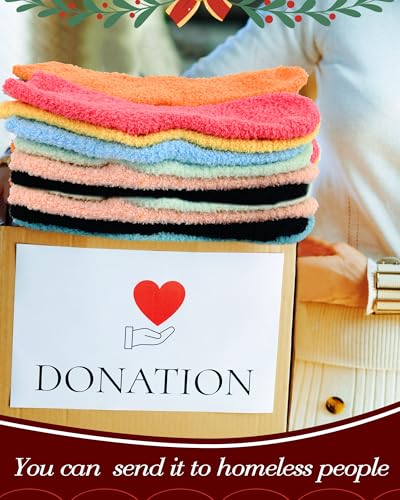 Image of Taiyin 80 Pairs Bulk Fuzzy Socks for Women Fluffy Slipper Warm Winter Socks Soft Thermal Cozy Indoor Outdoor Christmas Gifts