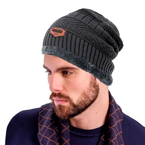 Gorro Frio Extremo Lã Forrado Pelinho Touca Estilosa Feminina Masculino Cores Viagem (Cinza Escuro,