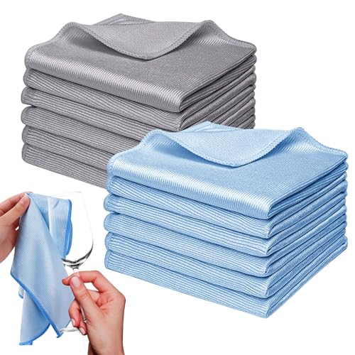 BORDEAG 12 Panni in Microfibra per la Pulizia di Bicchieri, 30x30 cm, Panni Lucidanti per Vetro, Panni Lucidanti in Microfibra Vetro, Panni Pulizia per Casa, Hotel, Ristorante