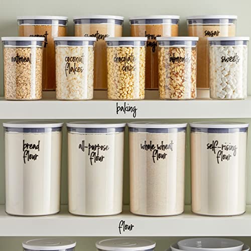 Talented Kitchen 157 Pantry Labels For Food Containers, Preprinted Clear Kitchen Food Labels For Organizing Storage Canisters & Jars, Black Script + Numbers Stickers #TOP1