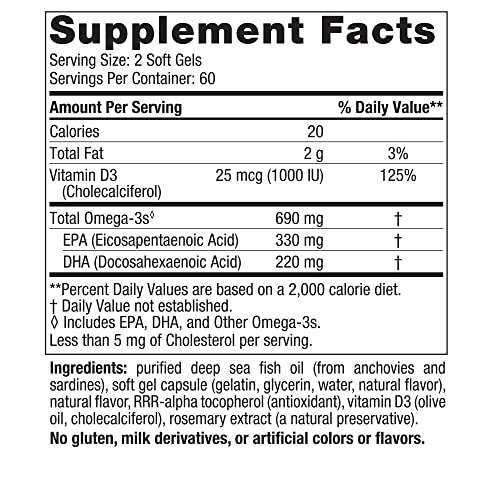 Nordic Naturals Omega-3D, Lemon Flavor - 120 Soft Gels - 690 mg Omega-3 + 1000 IU Vitamin D3 - Fish Oil - EPA & DHA - Immune Support, Brain & Heart Health, Healthy Bones - Non-GMO - 60 Servings - Image 3