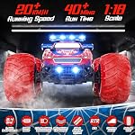 1:18 Remote Control Car - 20km/h 2.4GHz All Terrain Off-Road Monster Truck with Bodylights&Headlights &Headlamps, Rechargeable Toy Car Gift for 3 4 5 6 7 8 9 10-12 Year Old Boys Girls Kids - Image 2