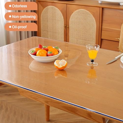 Nappe de table rectangulaire en PVC transparent biseauté imperméable 60x100cm - 4