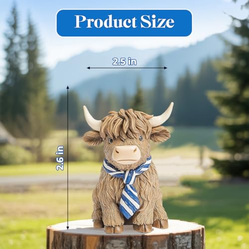 Image of GENANY 3D Resin 2 Pcs Highland Cow Car Air Freshener Vent Clip, Resin Automotive Freshener Set, Hand Painted Farmhouse Cow Designs with Pink Bow and Blue Tie, Cute Rustic Car Accessories Gift