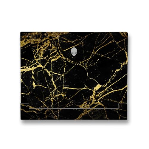 Image of MightySkins Skin Compatible with Alienware X14 R2 (2023) Full Wrap Kit - Black Gold Marble | Protective, Durable, and Unique Vinyl Decal wrap Cover | Easy to Apply & Change Styles | Made in The USA