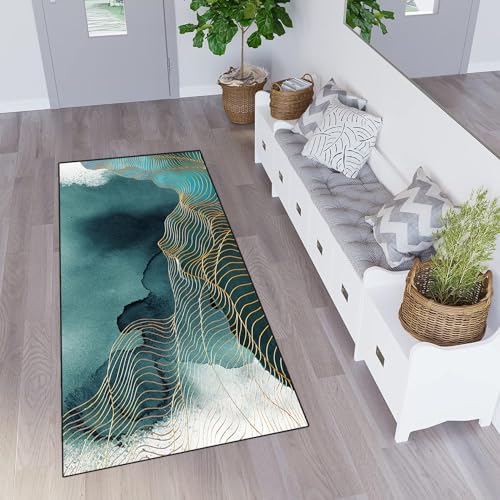 Alfombra de pasillo de 80 x 180 cm lavable con base de goma para el hogar 5