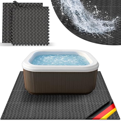tillvex Whirlpool Unterlage eckig 200 cm | Bodenmatte Poolunterlage Matte viereckig Outdoor Whirlpools | Thermo Bodenschutzmatte Pool Untergrund | Bodenschutz Bodenplatte schützt & isoliert (Schwarz)