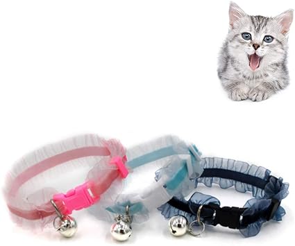 Amazon 猫用首輪 鈴付 セーフティバックル式 猫 首輪 おしゃれレースの猫の首輪 3色セット 3 5労働日以内配達 Luckinsell 首輪 通販