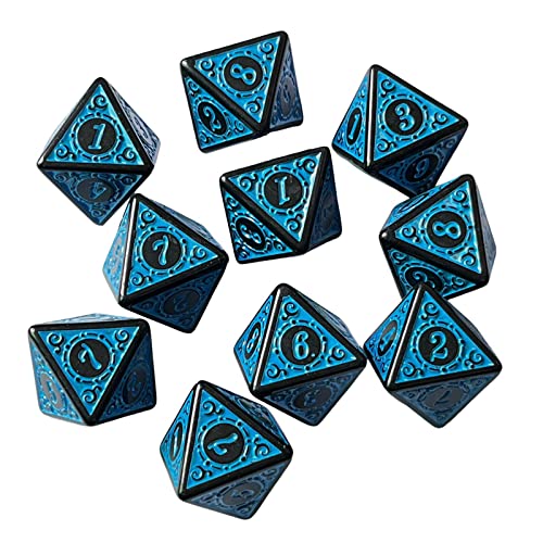 Juego de 10 dados acrílicos de 15 mm, juego de dados de 8 caras para fiesta, KTV, color azul