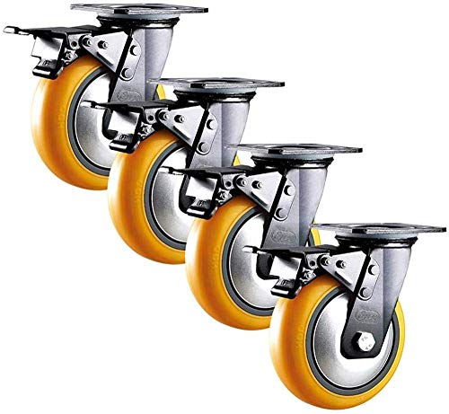 Roulettes pivotantes industrielles en polyuréthane 100mm avec frein charge 385kg