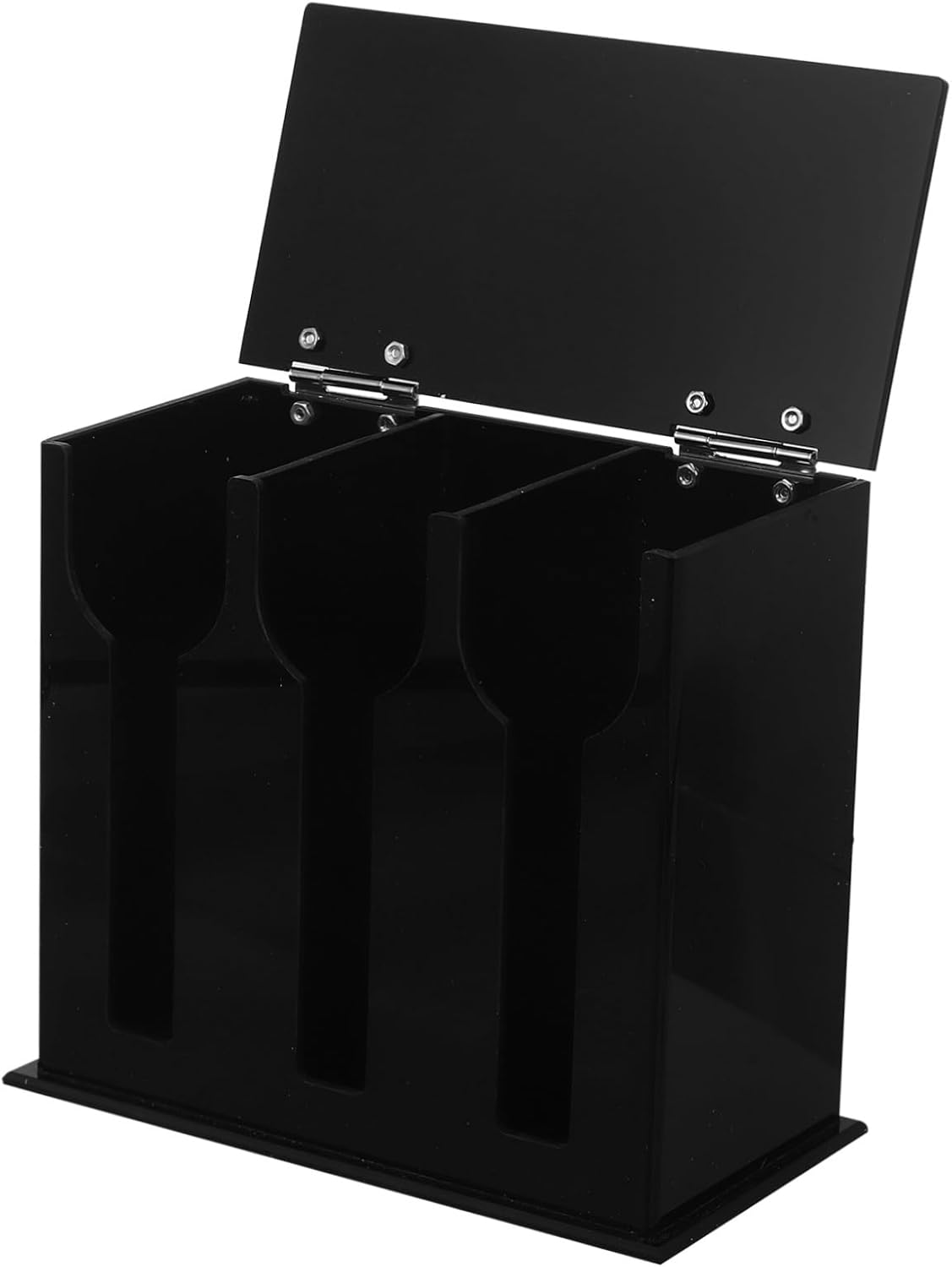 3-Compartment Acrylic Utensil Dispenser Dual Color Kitchen Spoon Organizer for Cutlery Storage Large Capacity Table Cutlery Holder for Restaurants and Buffets Black