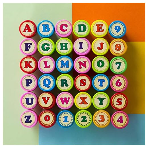 Kesote Conjunto de 26 Sellos Alfabeto y 10 Sellos Números Estampillas de Tinta Niño Regalo