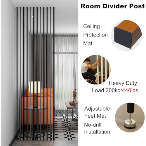 Séparateur de pièce de studio sans perçage pour créer un espace de vie modulable et intime - 4