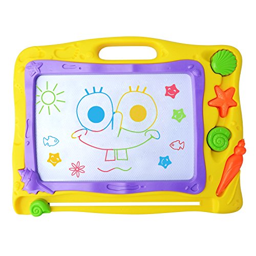 Fivejoy Tablero de Dibujo Magnético, Pizarra Magnética Infantil, Juguete Educativo para Pequeños Niños en el Tablero de Dibujo mágico con 3 Sellos de Forma Animal para niños