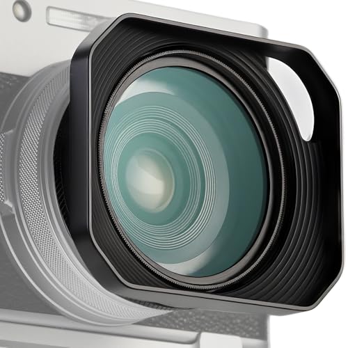 Haoge Square Metal Lens Hood for Fujifilm Camera X100VI Fuji X100V X100F X100T X100S X70 with 49mm Uv Filter Adapter Ring Accessories Hollow Out Designed Black