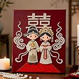 3D-Kunststoff-Perlen-Malset, DIY-Perlen-Punkt-Gemälde nach Zahlen für Erwachsene/Anfänger, Edelstein-Kunsthandwerk für Geschenk, Heimdekoration, rahmenlos (30 x 40 cm, Glückwunsch zur Hochzeit)