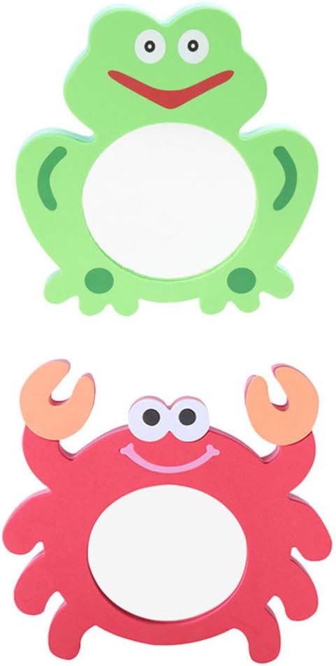 TOYANDONA EVA Bathing Toy Shower Toys for Toddlers 1-3, Mirror Bath Toys, Baby Mirror Frog Crab Bathtub Toys for Kids Bathtime Summer Water Toys, 2 Pack