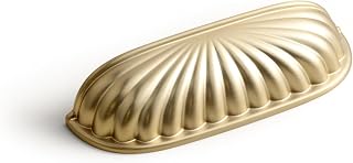 6 Pack Champagne Bronze Cabinet Pulls 3" Hole Center - Vintage Zinc Alloy Cup Pull Radial Pattern Design for Kitchen Wardrobe