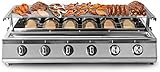 Leistungsstarker tragbarer Gasgrill mit 6 Brennern, große antihaftbeschichtete Kochfläche, ideal für Garten, Terrasse, Camping und Caravaning (LPG)