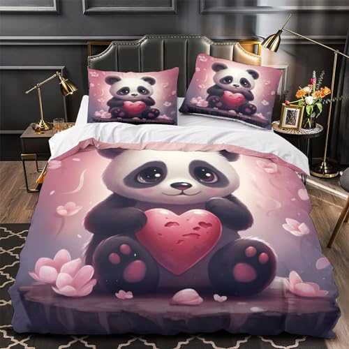 Housse de couette panda imprimé 3D en microfibre douce avec fermeture - 4