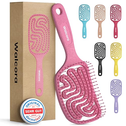 Walcora Haarbürste ohne Ziepen – NEUHEIT 2025 – Entwirrbürste & Detangler Bürste für Damen, Herren & Kinder, für Locken, nasse, feine & lange Haare, Hair Brush - Pink