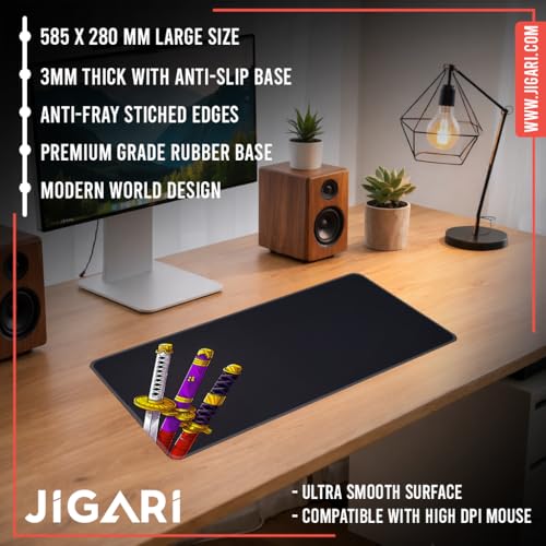 Image of Anime Theme Printed XL Extended Stich Edge Mousead | Smooth Surface Gaming Mousepad with Anti-Slip Rubber Base | 3mm Thick - 11 x 23 Inch (One Piece Swords (P116))