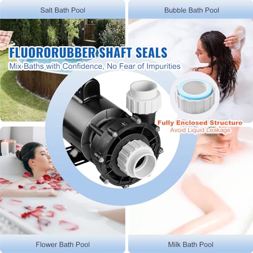 Image of VEVOR 2 Speed SPA Pump, 56-Frame, AC 220V Hot Tub SPA Pump, 4 HP / 210 GPM / 65.61 ft High Speed or 0.7 HP / 103 GPM / 16.07 ft Low Speed, 2'' Port 90 Rotational Interface for Hot Tub