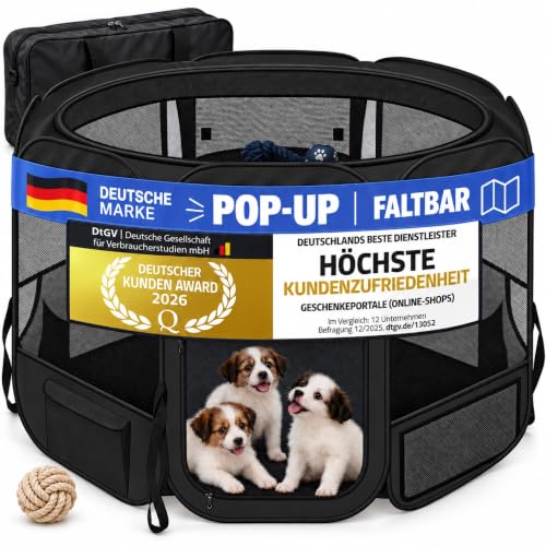 ALL PETS UNITED® Welpenauslauf 125x125cm Pop-Up Hunde Laufstall faltbar – Ansicht 1