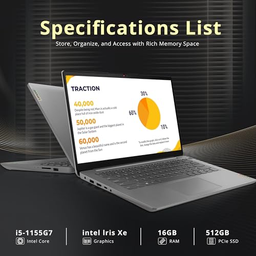 Image of Lenovo IdeaPad 14 inch FHD Business Laptop, Intel Core i5-1155G7, 16GB RAM, 512GB PCIe SSD, Intel Iris Xe Graphics, Fingerprint Reader, WiFi 6, HD Webcam, Win 11 Pro, Grey, 32GB Hotface USB Card