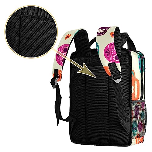 Sac à dos pour garçons tête de mort mexicaine réglable multicolore
