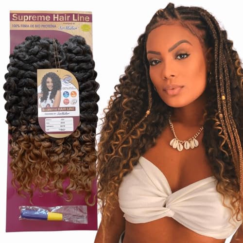 Extensiones de pelo rizado para crochet de 300 g y 50 cm Ser Mulher JOY castaño degradado