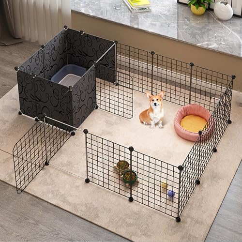 YPDOPORA Puppy Play Pen for Indoor Portable Dog Playpen with Door DIY Small Animals Cage Metal Wire Yard Fence Pet Exercise Pen for Small-Sized Dog Kitten Rabbit Guinea Pigs Ferret,F