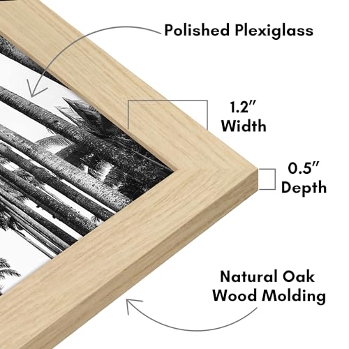 Americanflat 22x28 Poster Frame with Polished Plexiglass - Epic Collection - Gallery Wall Frames with Engineered Wood - Wide Photo Frame for Wall Display - Natural Oak