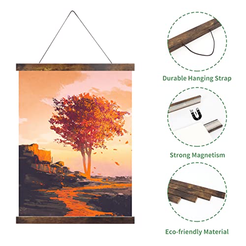 Rempry 2 Pack 12" Wide Magnetic Poster Frame Hanger, 12X16 12X18 12X24 Magnet Poster Frames For Photos, Pictures, Prints, Maps, Scrolls And Canvas Artwork (Walnut) #TOP1