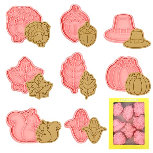 8 Stück Thanksgiving Ausstechformen, Keksausstecher Herbst Kunststoff, 3D...