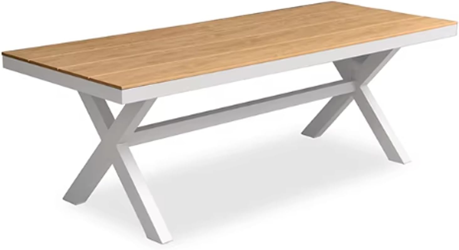 Outdoor Patio Dining Set Furniture with Chairs and Teak Wood Tabletop Square Table for Deck Garden Backyard Lawn Poolside(T)