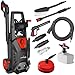 LEHMANN Hudson Hochdruckreiniger mit Aluminiumpumpe, 1800 W, max. 220 bar Druck, 450 l/h Fördermenge, Zubehör - Terrassenbürste, Schaumsprüher, Felgenbürste, Ideal als Auto Hochdruckreiniger