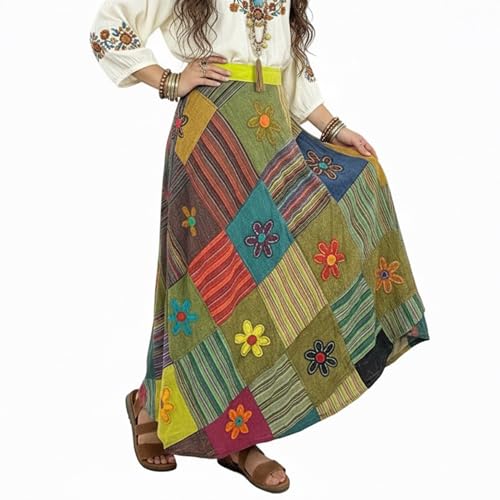 Image of Agan Boho Maxi Wrap Skirt for Women, Tie Dye Cotton Long Flowy Summer Skirt