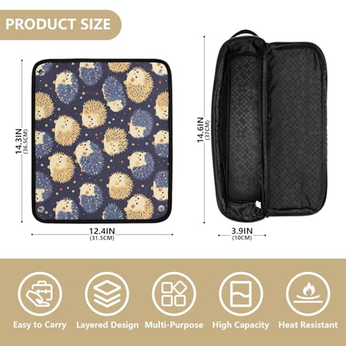 Cute Hedgehogs 2-in-1 Curling Iron Travel Case and Heat Resistant Mat Hair Tools Organizer Storage Bag for Flat Iron Hot Tools and Haircare Accessories Portable Organizer miniatura 4