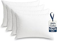 Vista 12 de Foamily Juego de 4 rellenos de almohada 100% algodón, 12 x 12 pulgadas, rellenos de almohada para almohadas decorativas para sofá y cama, relleno