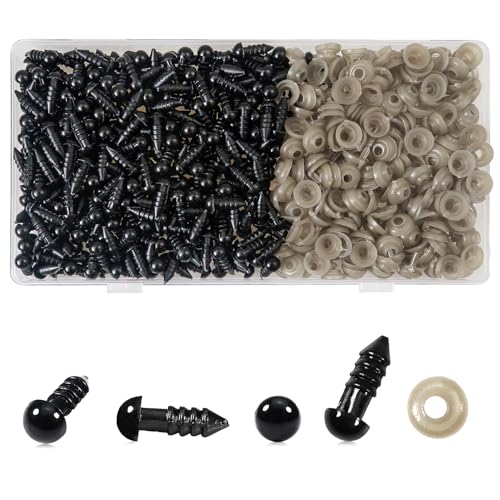 TOAOB 300pcs 6mm Safety Eyes for Amigurumis Craft Crochet Eyes with 300pcs Washers Black Doll Eyes for Crocheting Stuffed Animals Bears Doll Making