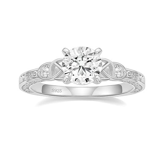 1.5 CT Moissanite Engagement Rings for Women D Color VVS1 Clarity 925 Sterling Silver Round Cut Halo Moissanite Wedding Promise Band Rings Size 4-10