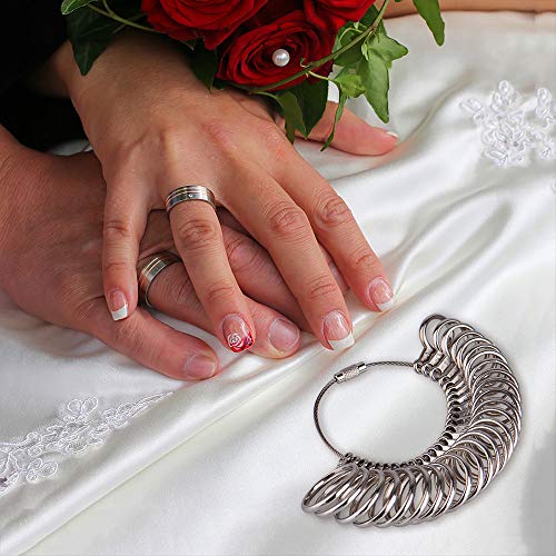 Kuuqa Size 1-13 Stainless Iron Ring Sizer Finger Ring Sizing Measuring Tool Ring Sizer Gauge Set 27 Pieces Circle Models With 2 Piece Jewelry Polishing Cloth #TOP4