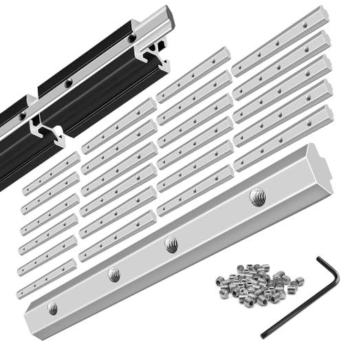 Image of 24pcs 2020 Extrusion Straight Connector Joining Plate Corner Bracket 2020 Hardware T-Slot Accessories V-Slot with Screws for 8020 Aluminum Profile 3D Printer Frame Spare Parts Silver