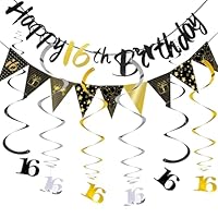 Sweet 16 Happy Birthday Sfondo Banner per Ragazza 16 Anni Tessuto Cartello Poster Decorazione per Feste