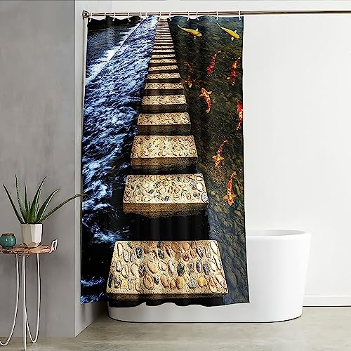 Rideau de douche polyester 240x200cm étanche pour grande baignoire