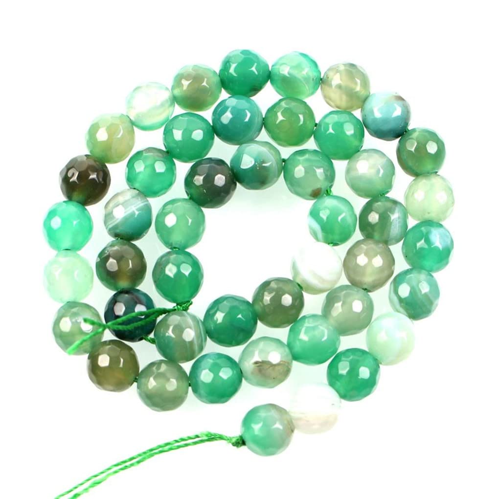 Agates de charme vertes à facettes 8mm H7229 pour création de bracelets DIY