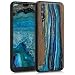Produktbild kwmobile Holz Schutzhülle für Huawei P20 Pro - Hardcase Hülle mit TPU Bumper Walnussholz in Holz Farbbrush Design Blau Braun - Handy Case Cover