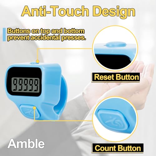Image of Amble Clicker Counter, Tally Counter, 6 Pack Electronic Finger Clicker for Knitting, Crochet, Stitch, Golf, Fishing, Lap, Goods Counting